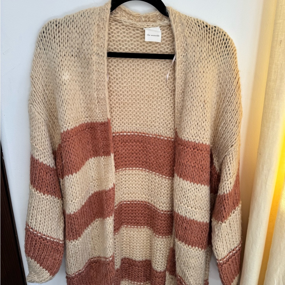 Cozy Striped Cardigan - Cream and Brown